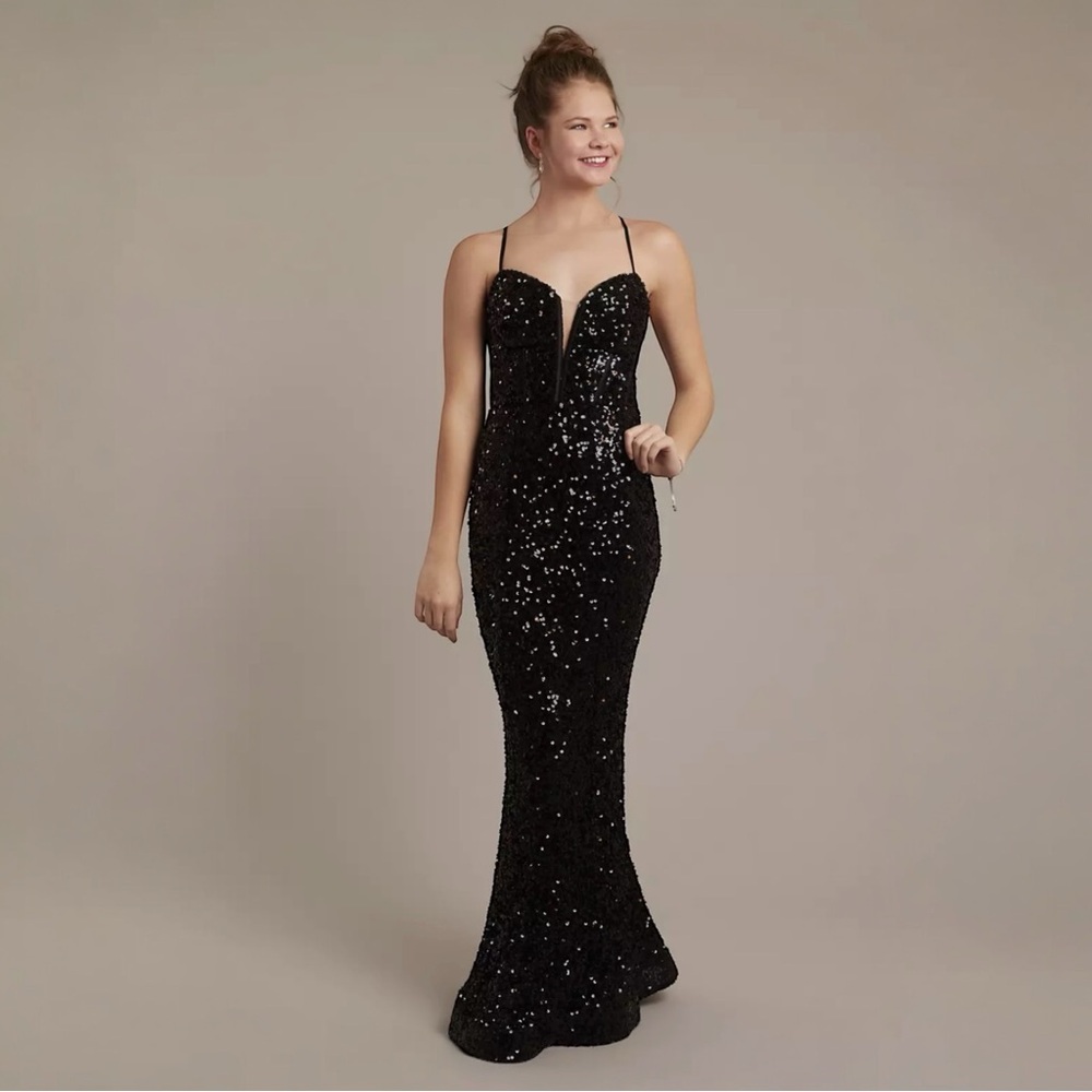 Jules & Cleo Women's Size 12 Evening Gown Prom Dress Fully Sequined Lace up Back